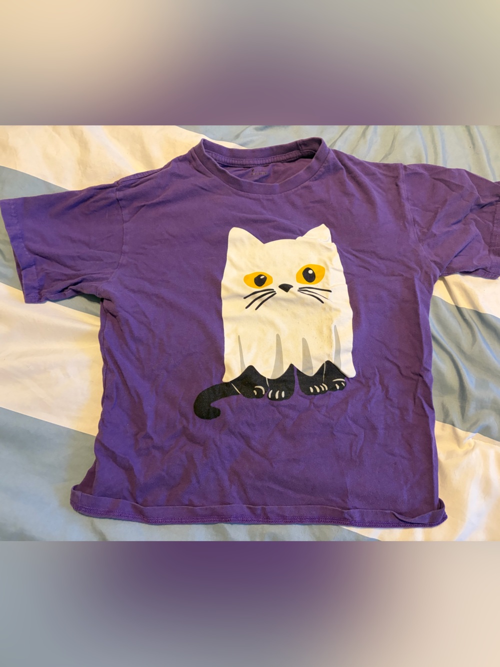 Purple Cat Ghost Graphic Tee Halloween
